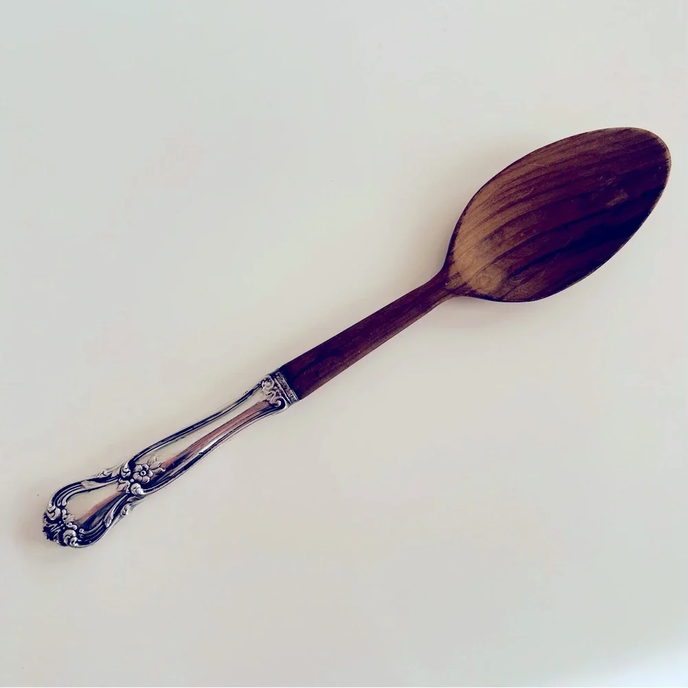 Vintage Webster Wooden Spoon with Sterling Silver Handle